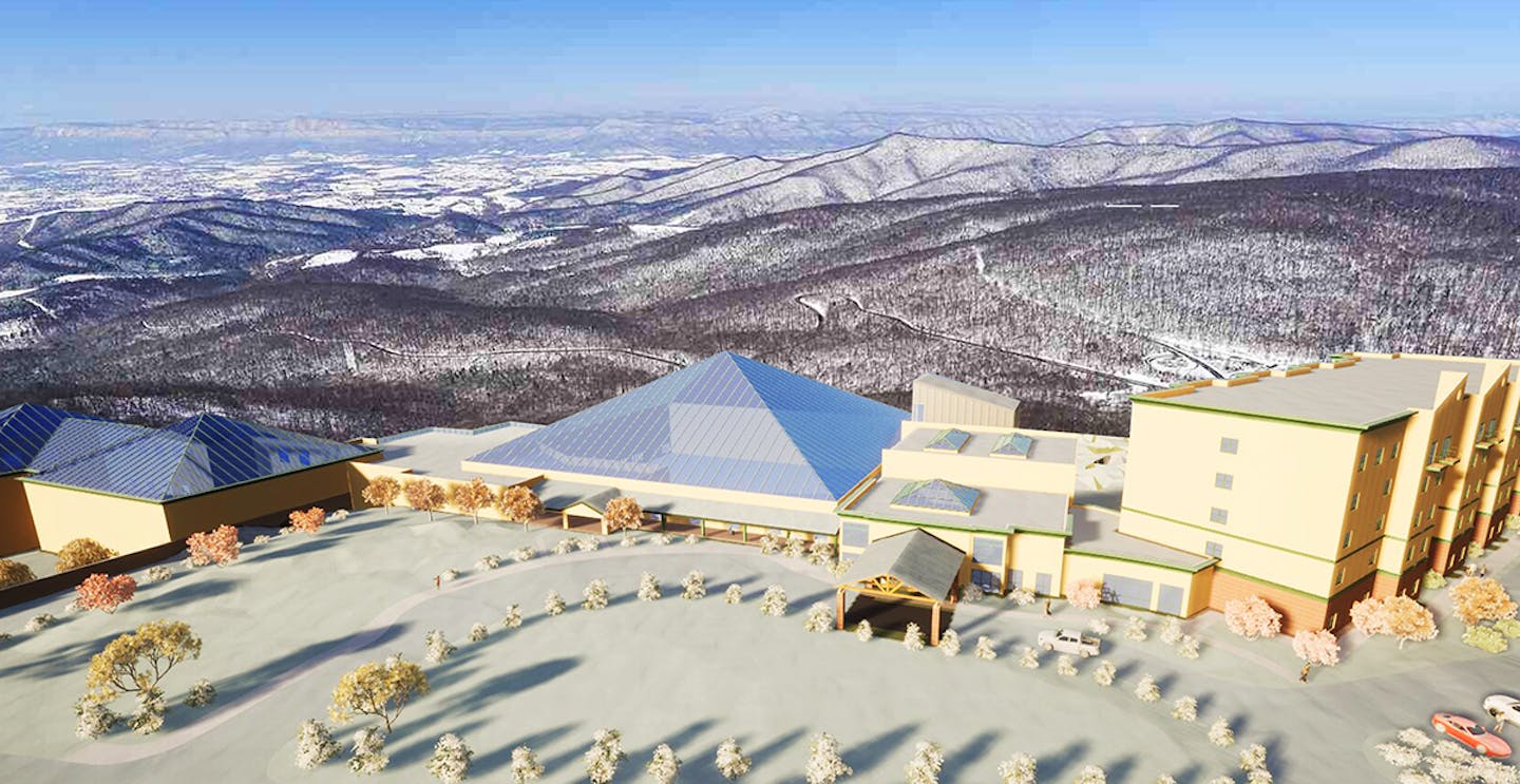 Aerial shot of Massanutten Resort near Washington, D.C., in the United States.