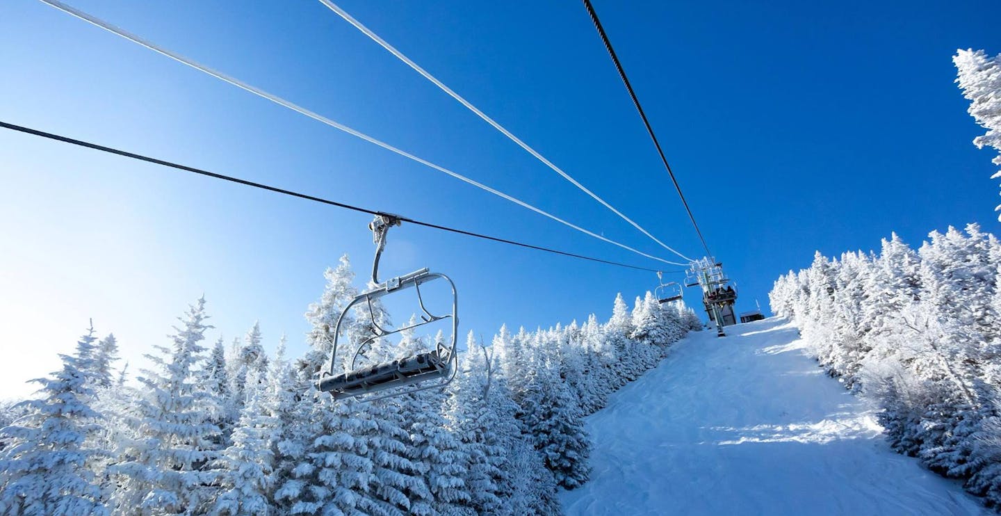 The chairlift at Mt. Ellen at Sugarbush Resort on the East Coast of the United States.