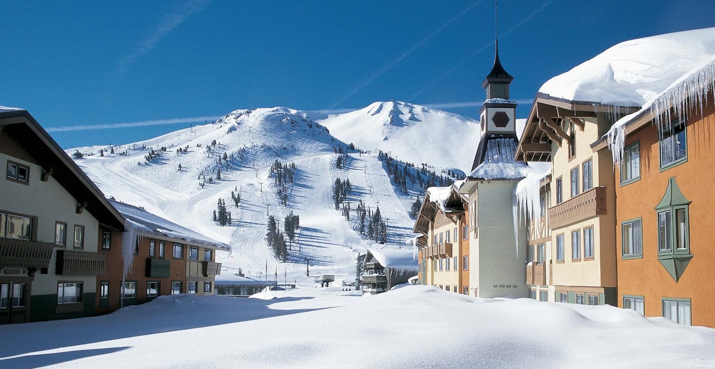 Winter morning at Mammoth Mountain in California, USA, near Los Angeles.