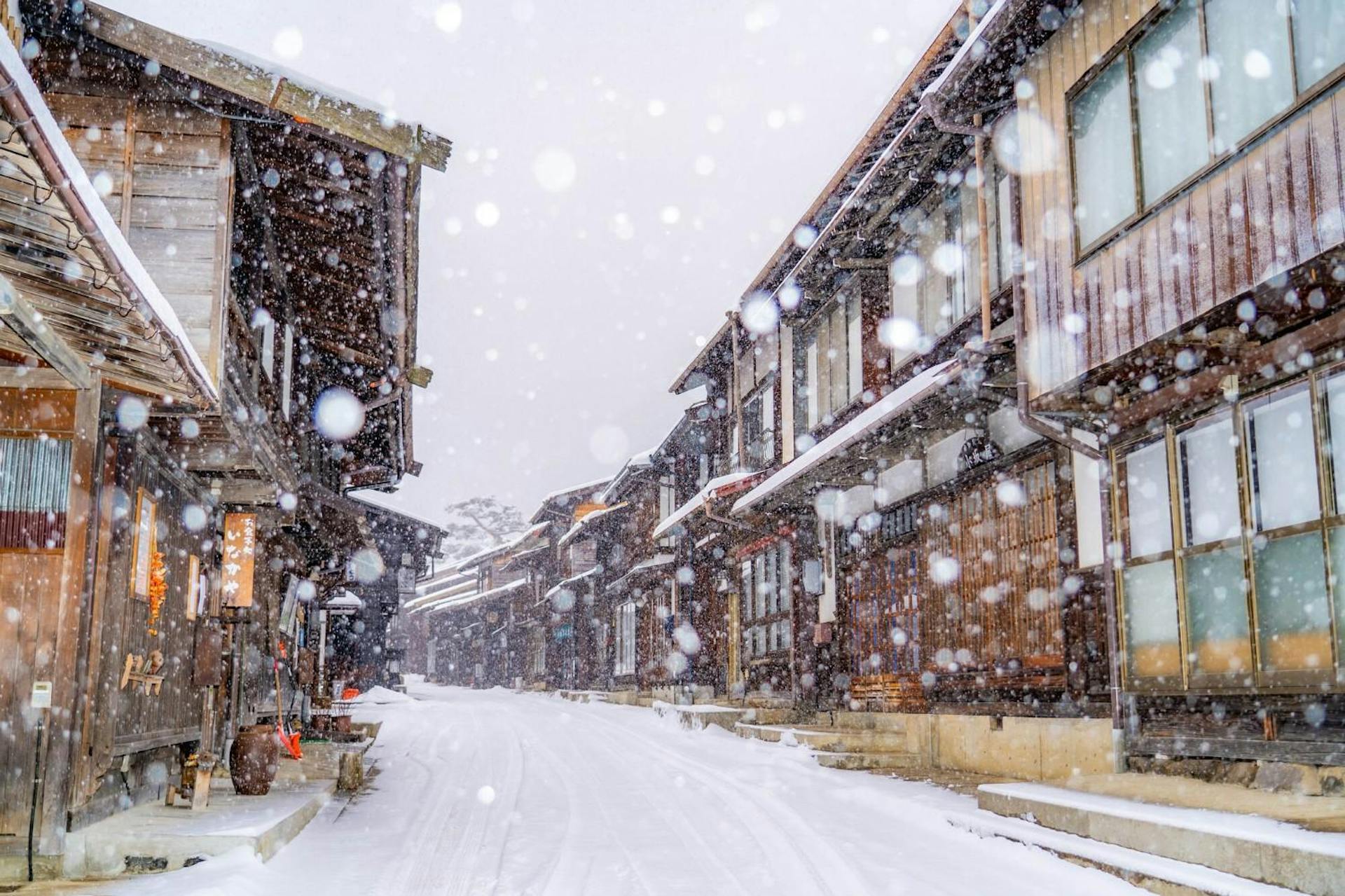 Nagano, Japan, covered in snow.