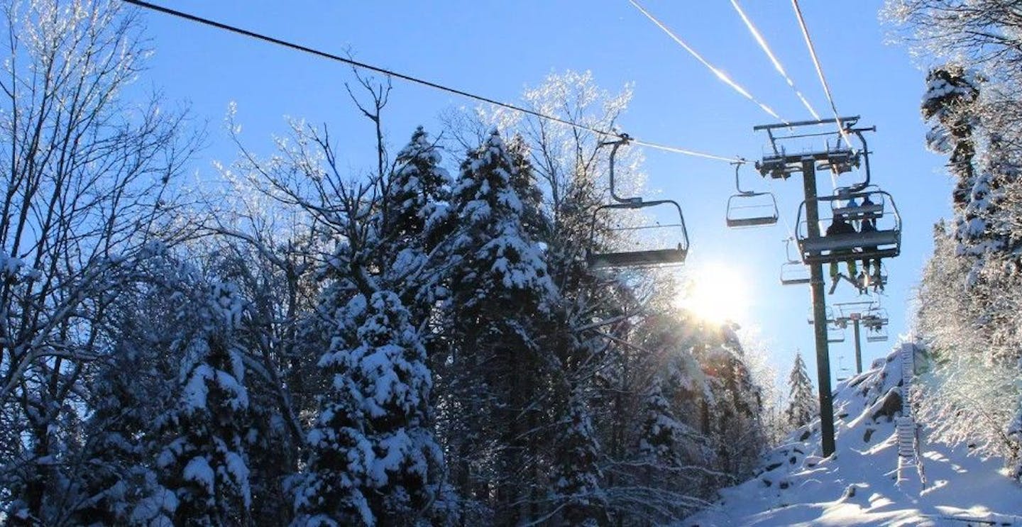 Chairlift at Gunstock Mountain in New Hampshire, USA, near Boston, Massachusetts.