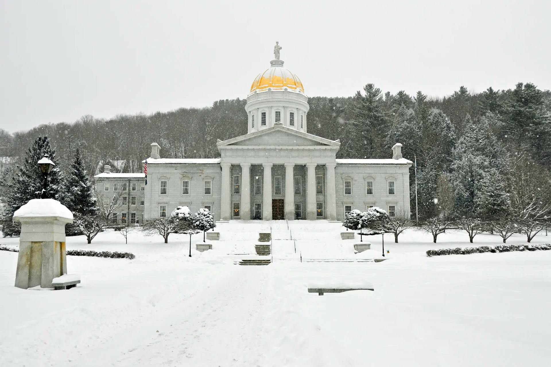 Montpelier, Vermont, covered in snow.