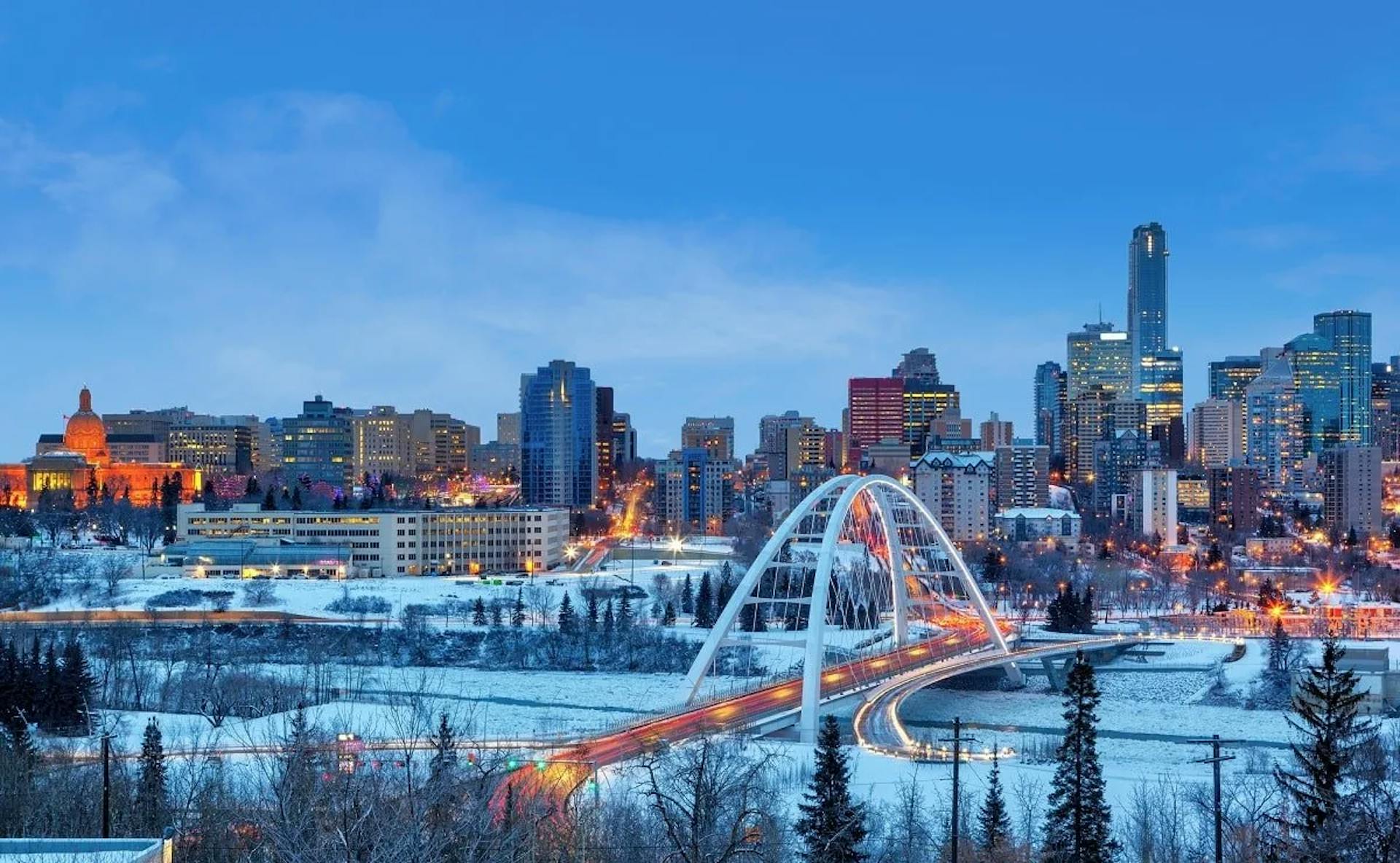 Edmonton, Alberta, Canada, covered in snow.