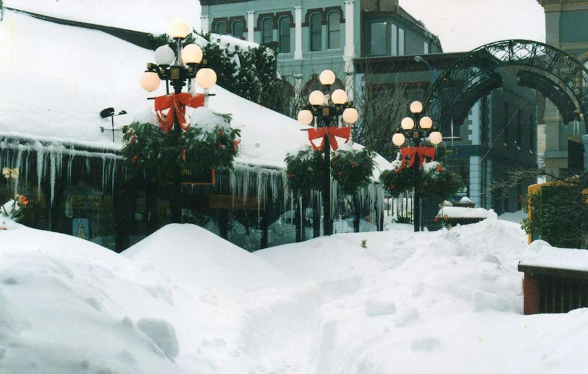 Victoria, British Columbia, Canada, covered in snow.