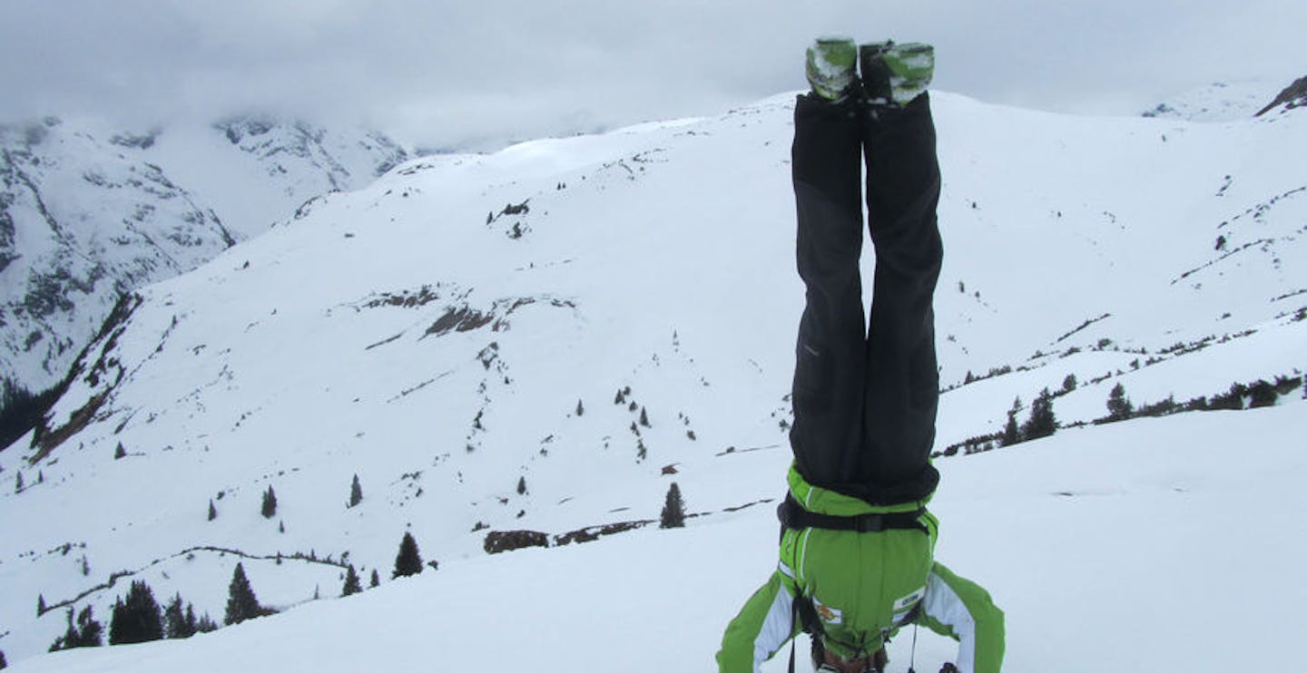 Skier handstand