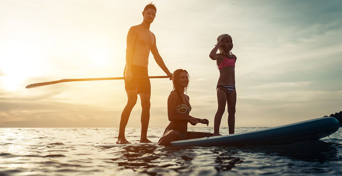 Family paddleboarding