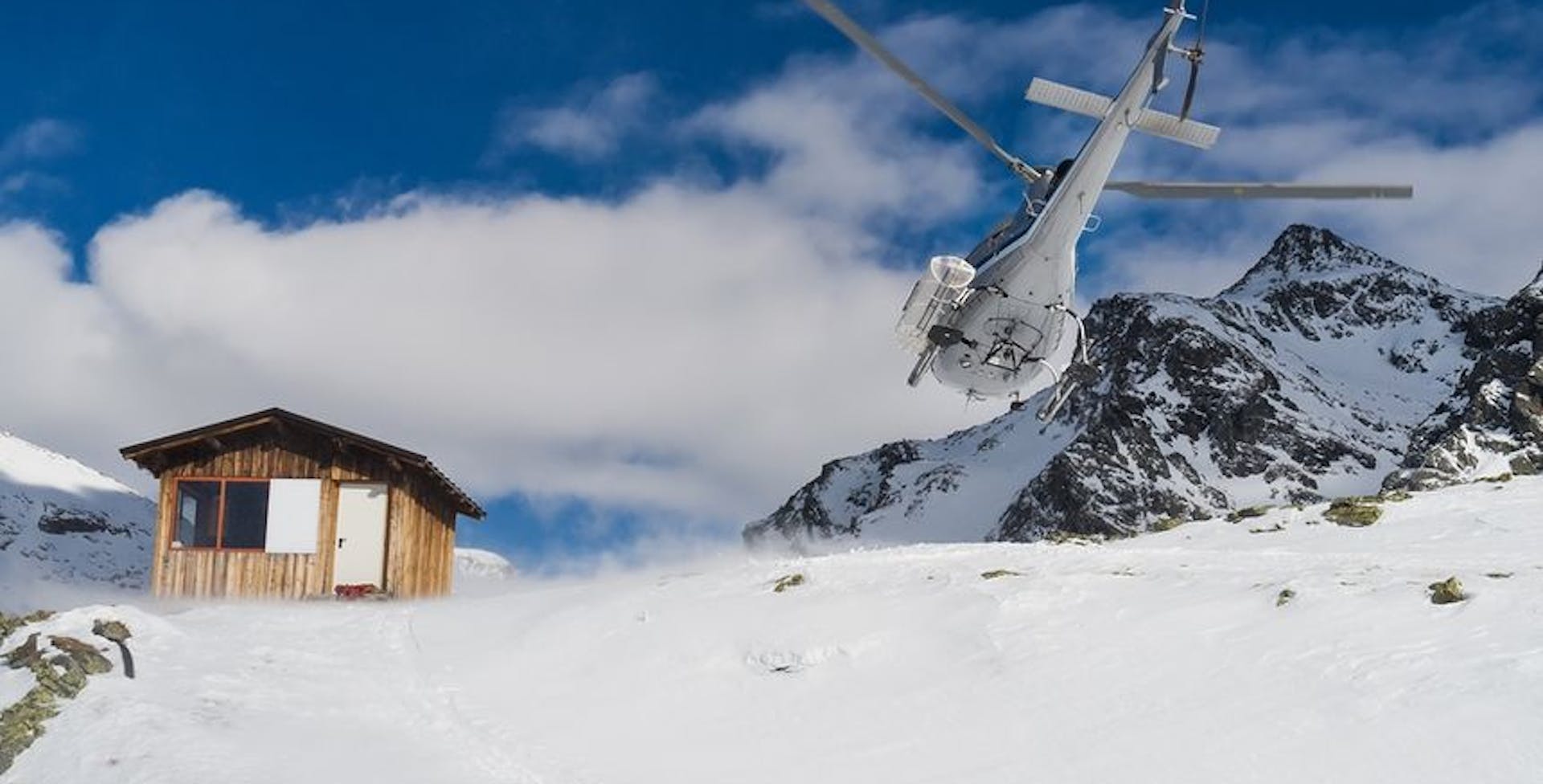 Helicopter on a ski slope