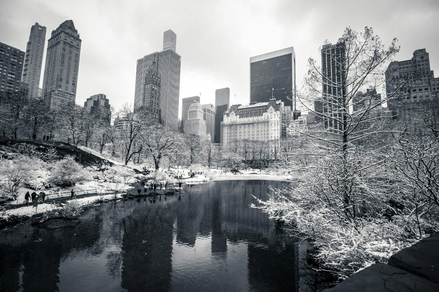 New York City, New York, USA, covered in snow.