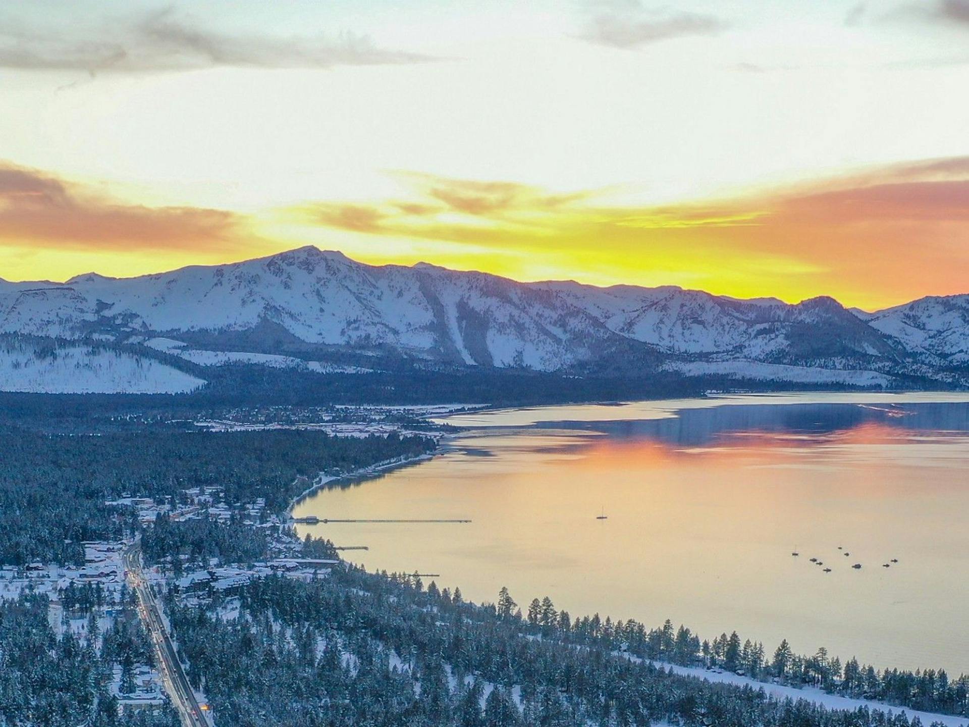 Sunset at Heavenly near Lake Tahoe in California, USA.