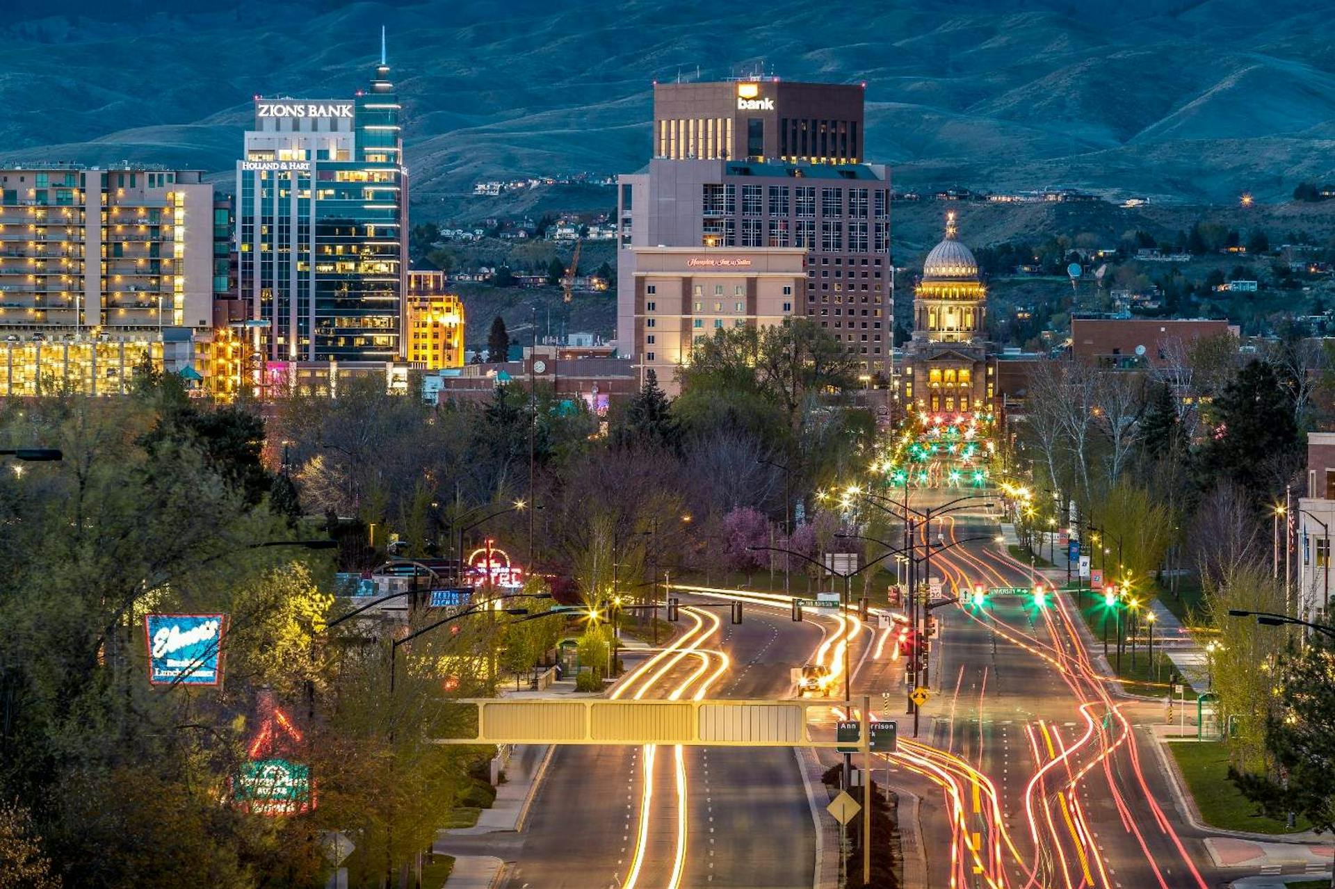 Boise, Idaho, USA, at night.
