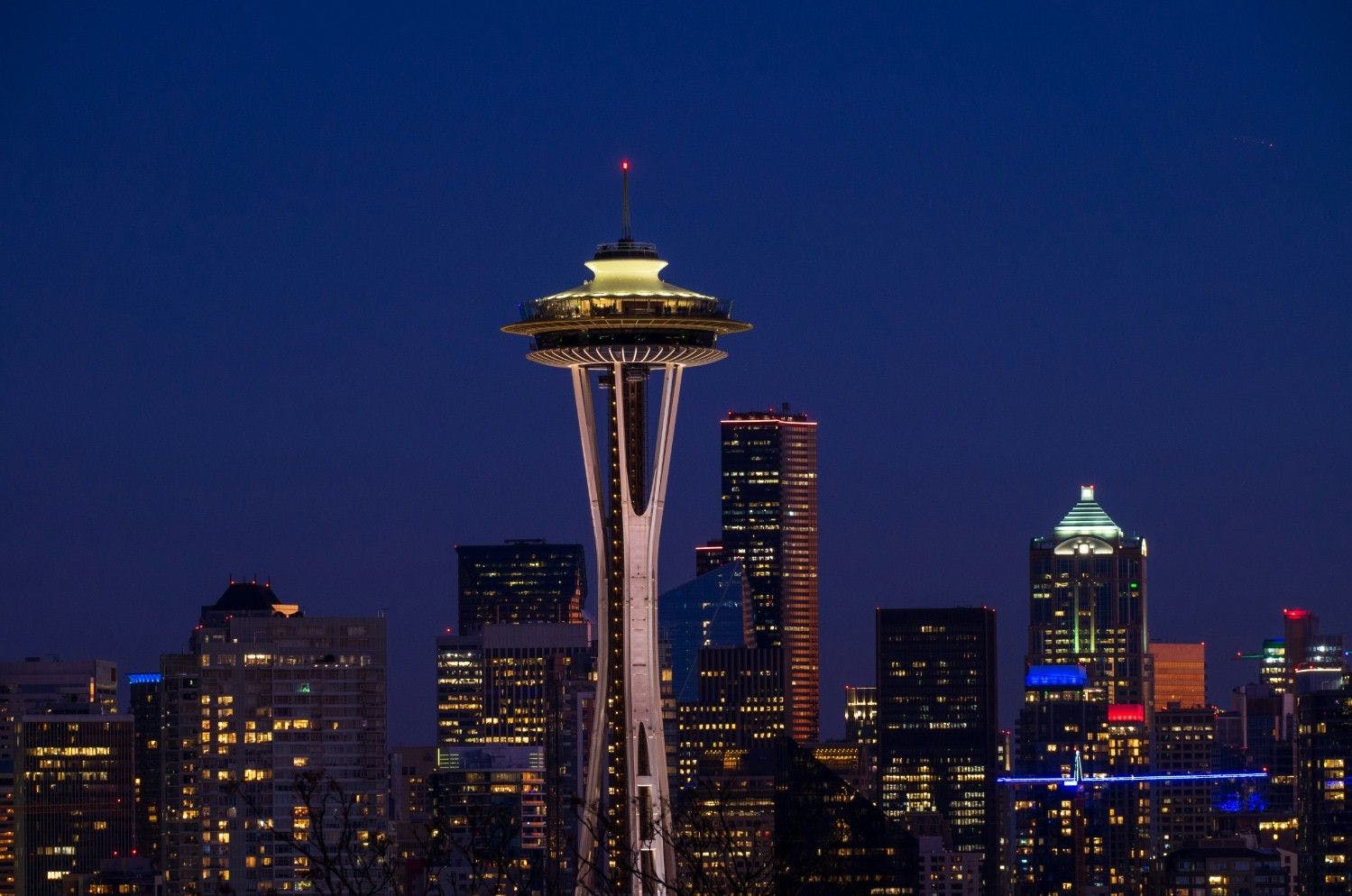 Seattle, Washington, at night.