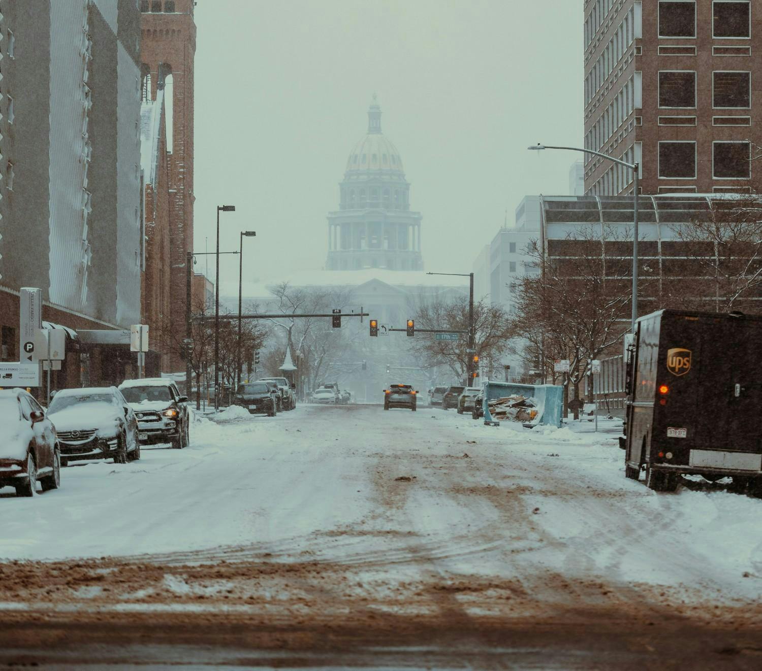 Denver, Colorado, USA, covered in snow.