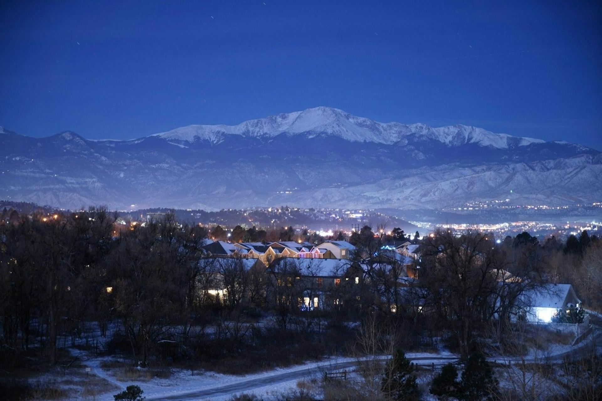 Colorado Springs, Colorado, USA, covered in snow.