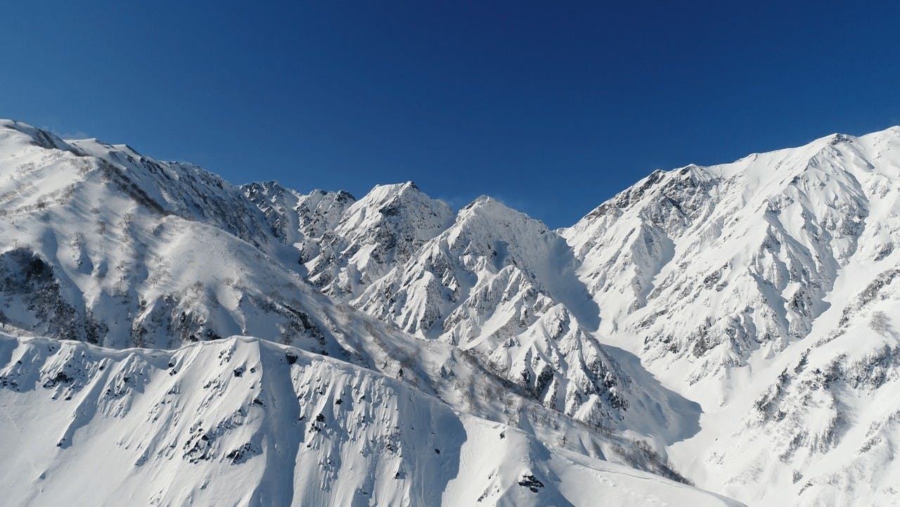 The snowy peaks at Happo One in Nagano, Japan.