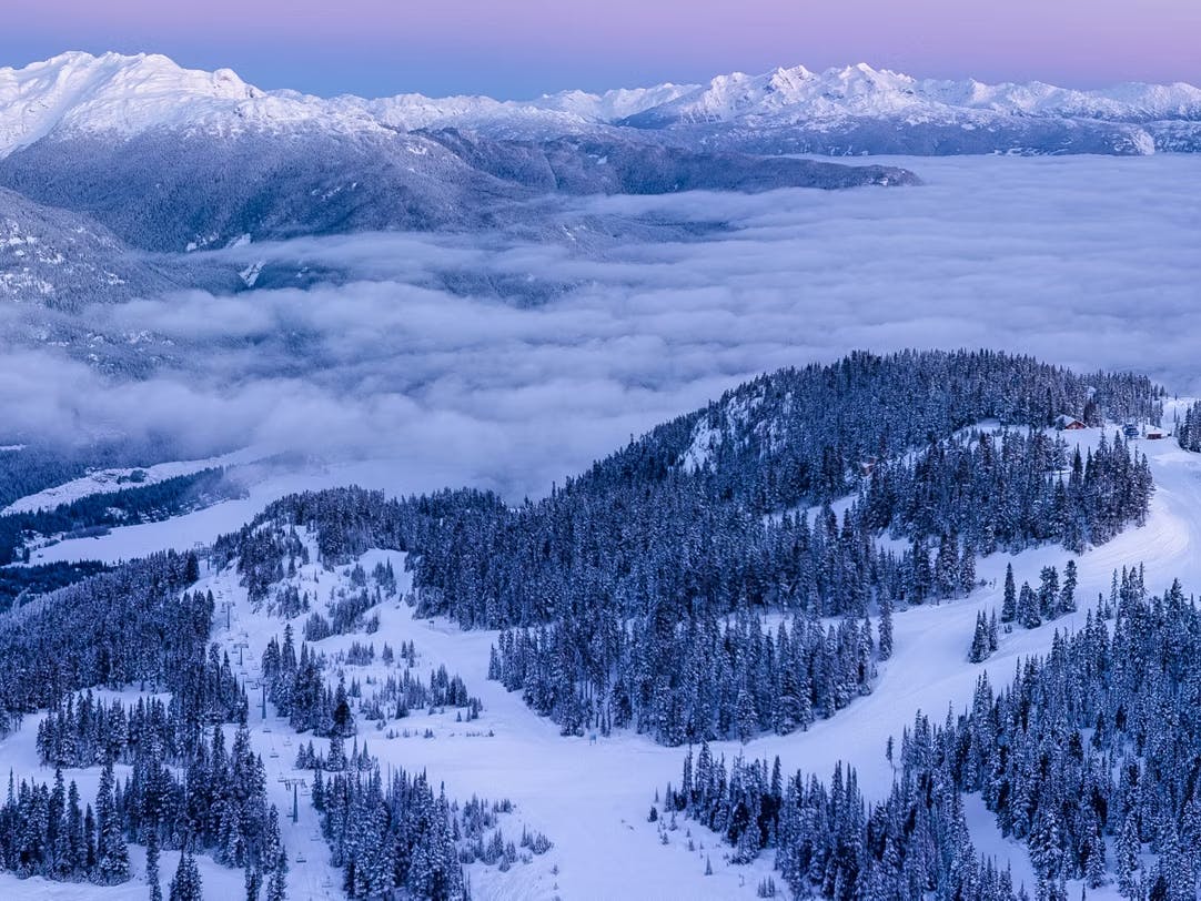 Early morning on the slopes of Whistler Blackcomb in British Columbia, Canada.
