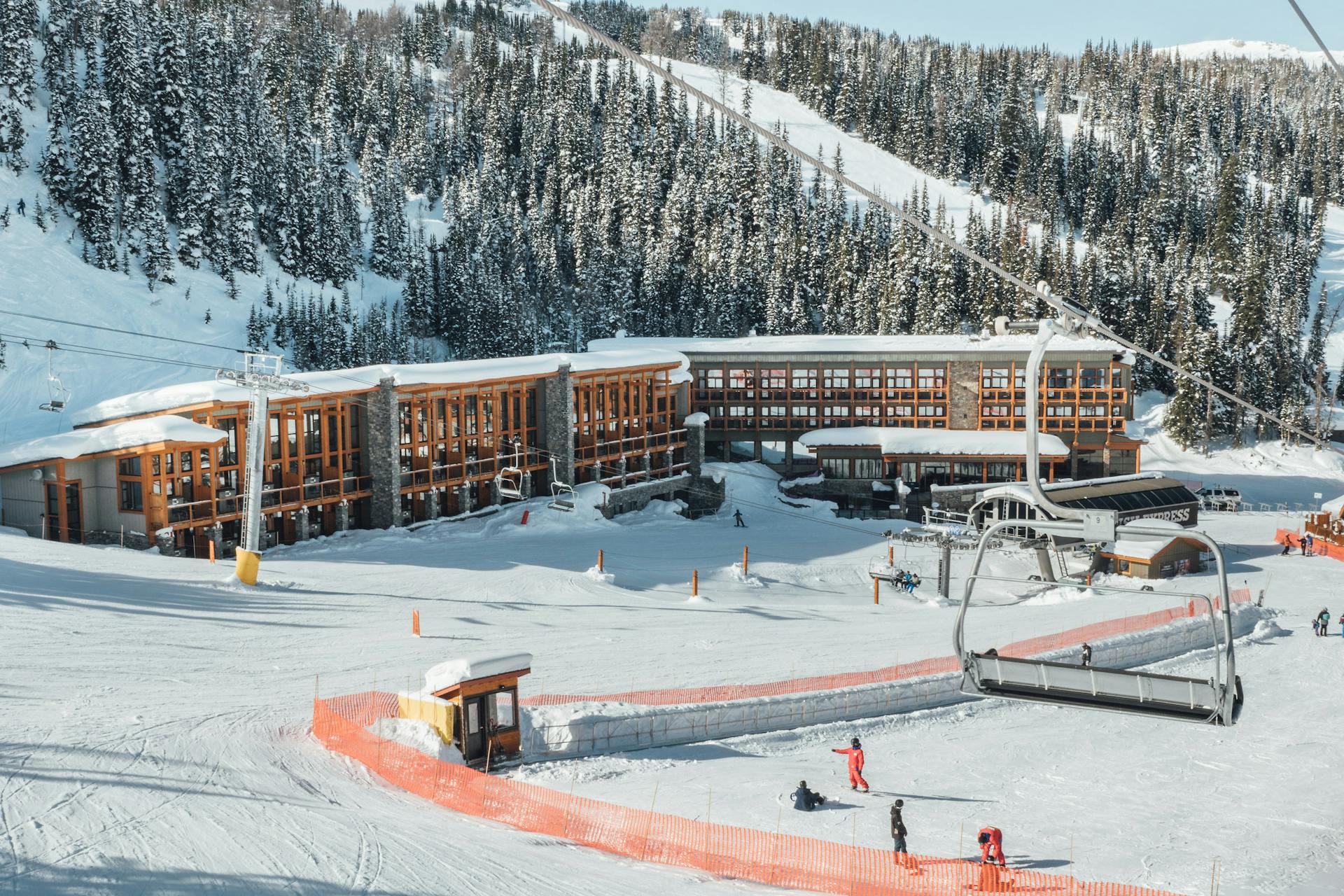 Dawn's first light over Sunshine Mountain Lodge at Sunshine Village in Alberta, Canada.