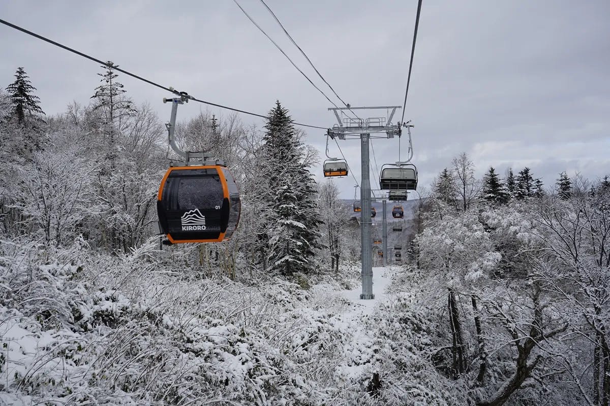 The gondola running at Kiroro Ski Resort in Hokkaido, Japan.
