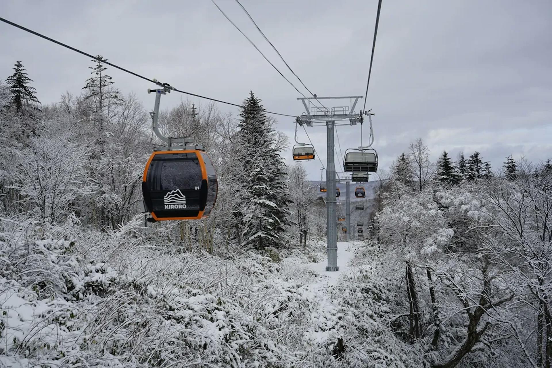 The gondola running at Kiroro Ski Resort in Hokkaido, Japan.