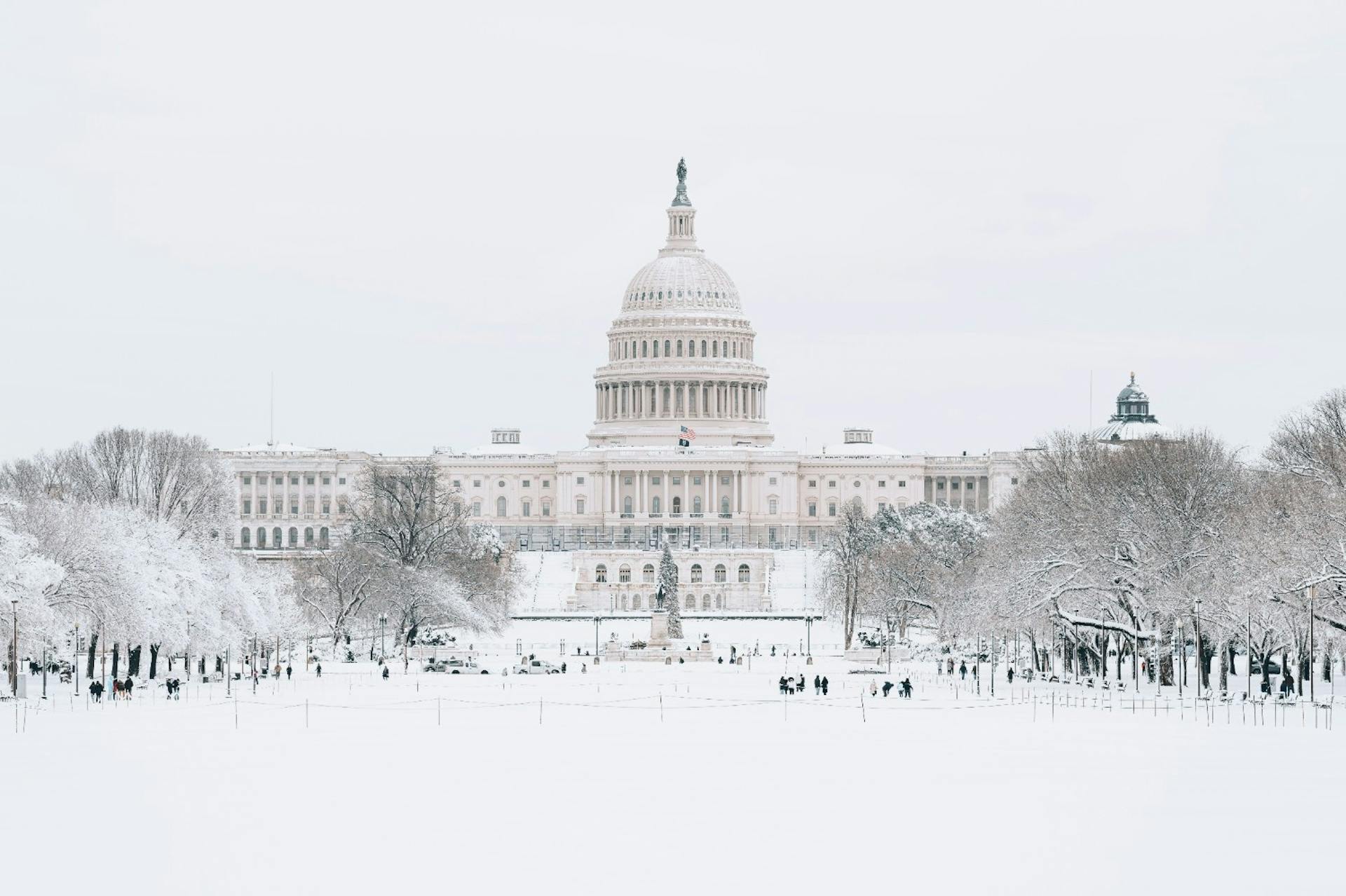 Washington, D.C., USA, covered in snow.