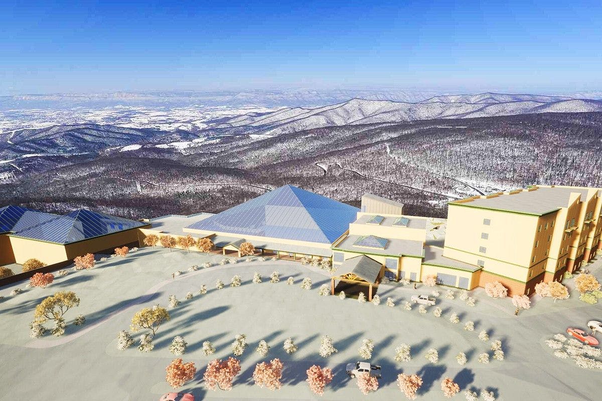 Aerial shot of Massanutten Resort - WaterPark Expansion & Hotel near Washington, D.C., USA.