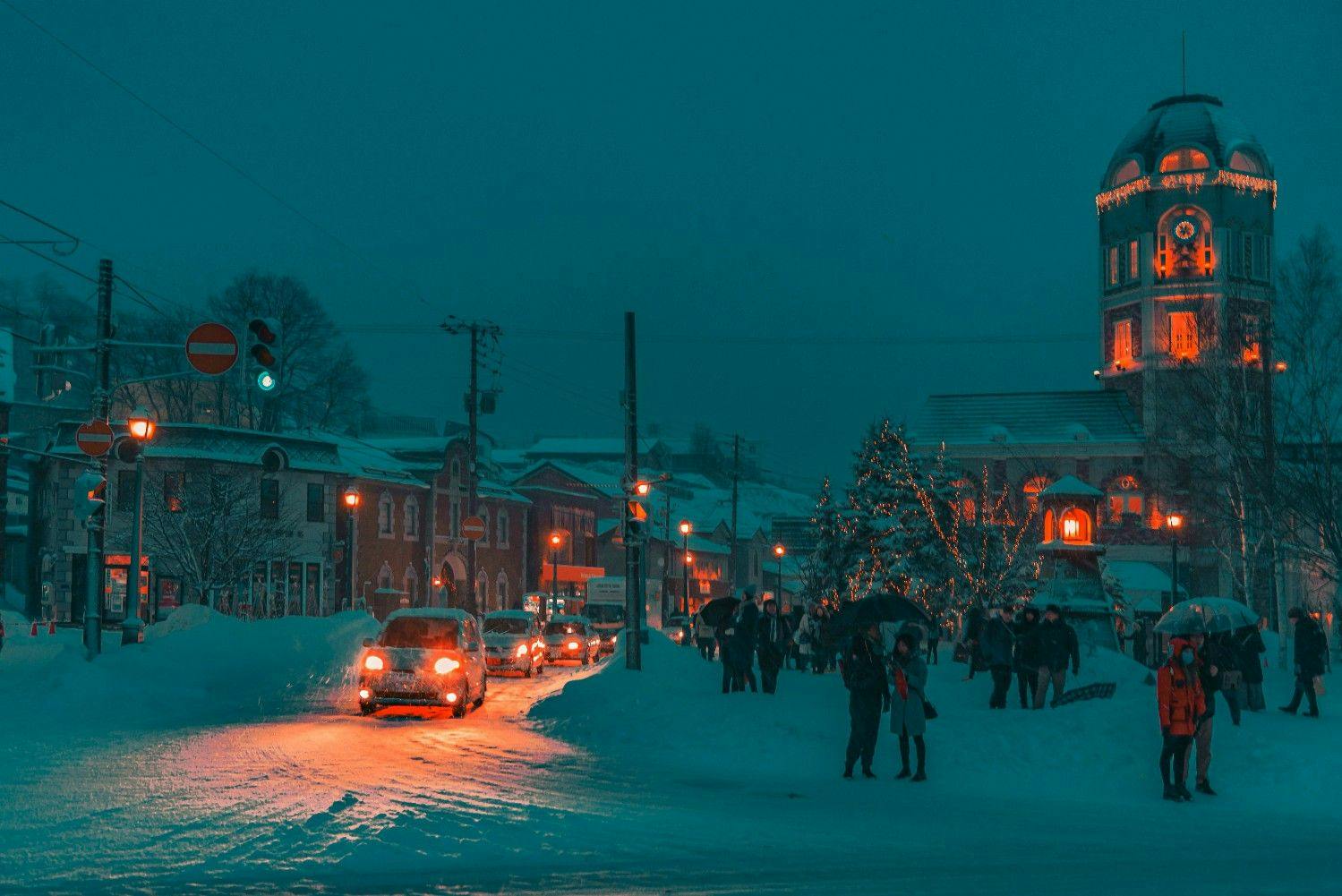Montpelier, Vermont, USA, covered in snow.