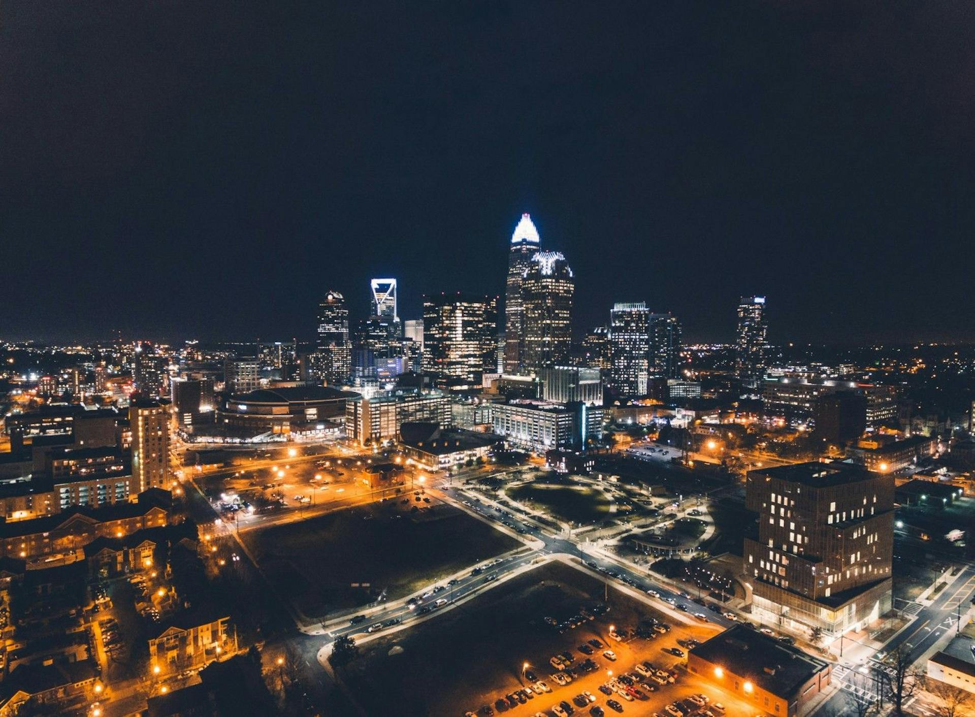Charlotte, North Carolina, at night.
