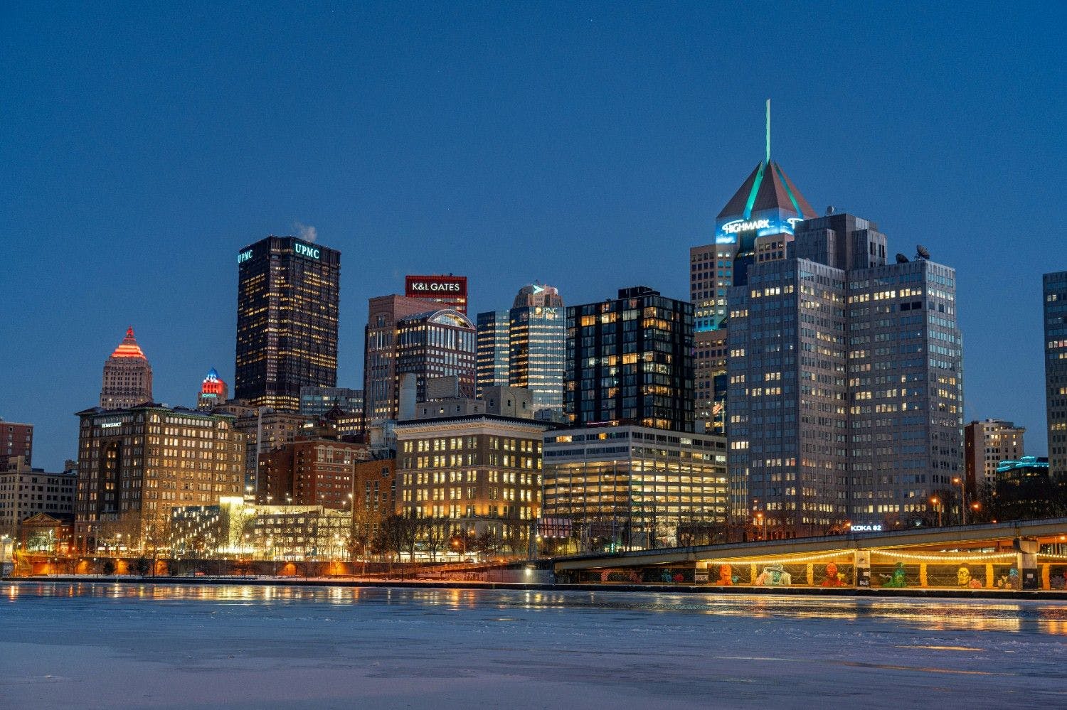 PIttsburgh, Pennsylvania, at night.