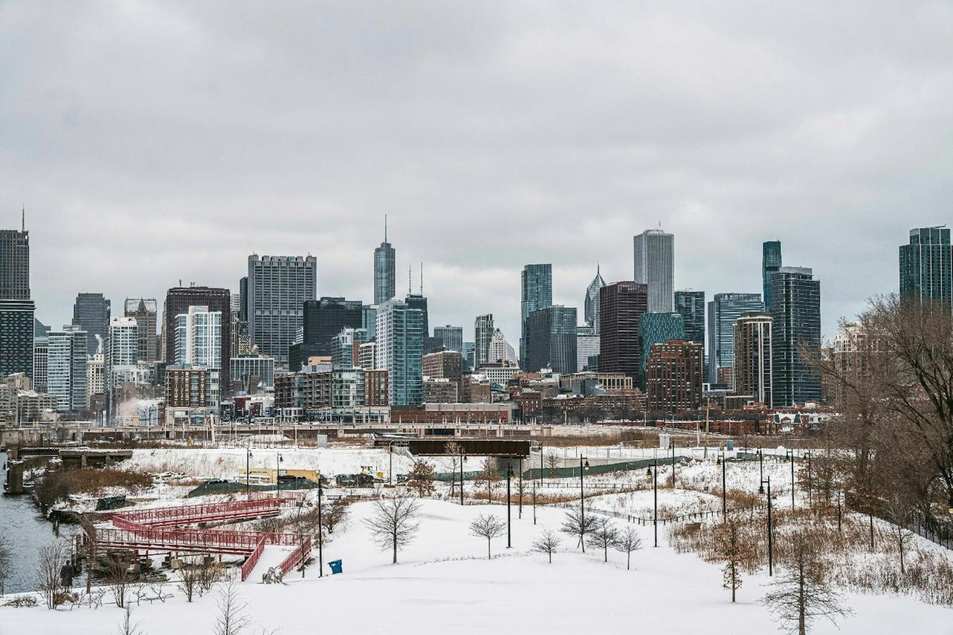Chicago, Illinois, USA, covered in snow.