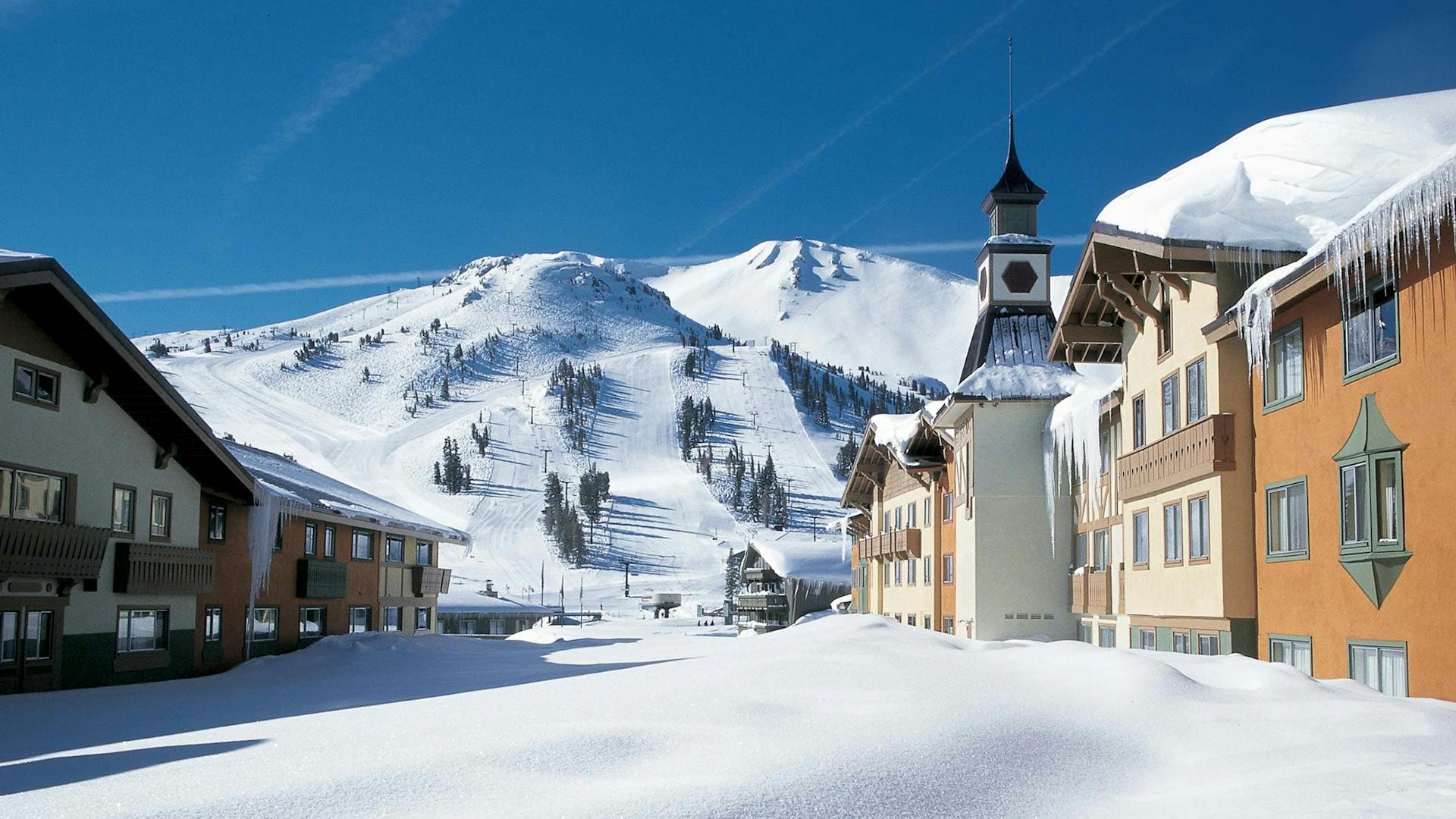 mammoth village with snow everywhere