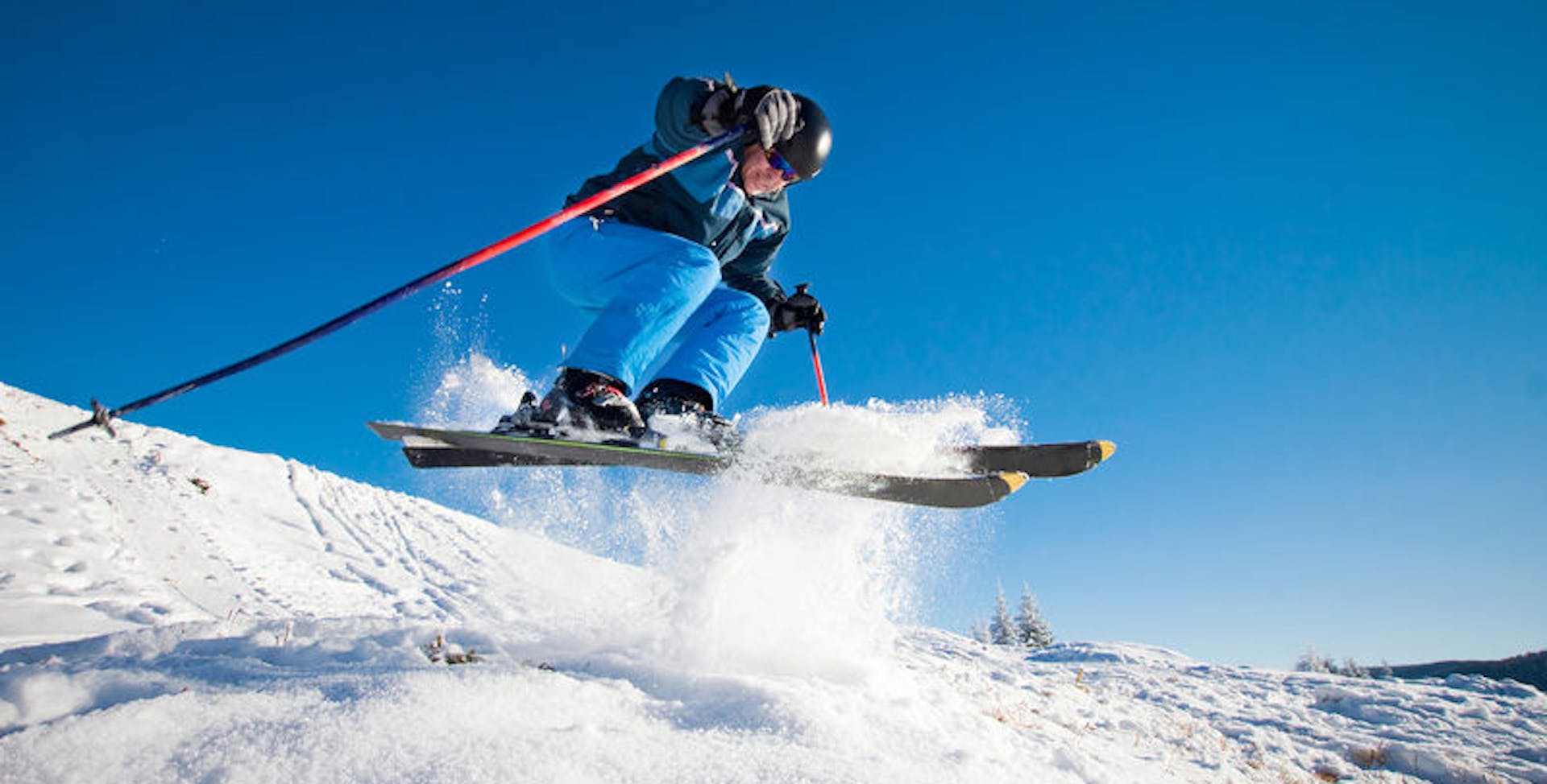 Skiing down a slope