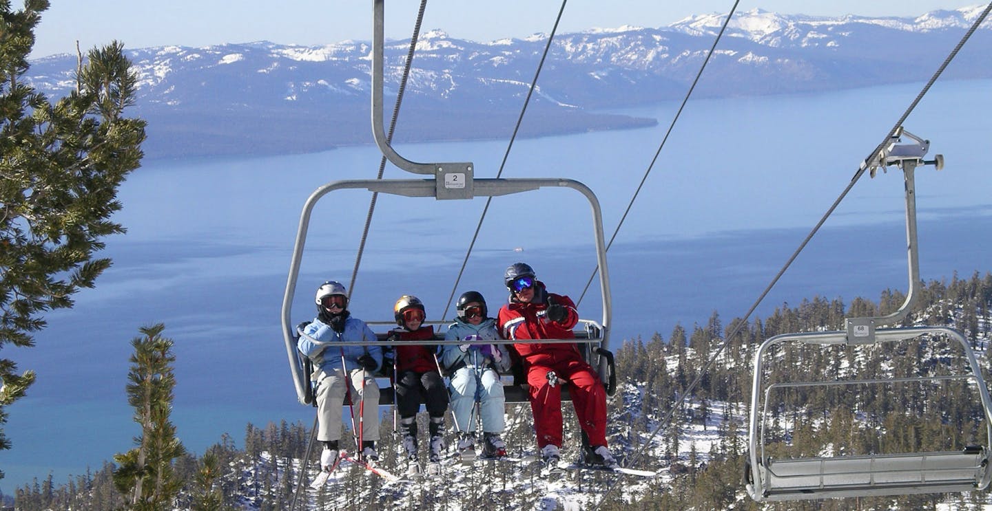 On the Heavenly chairlift with family