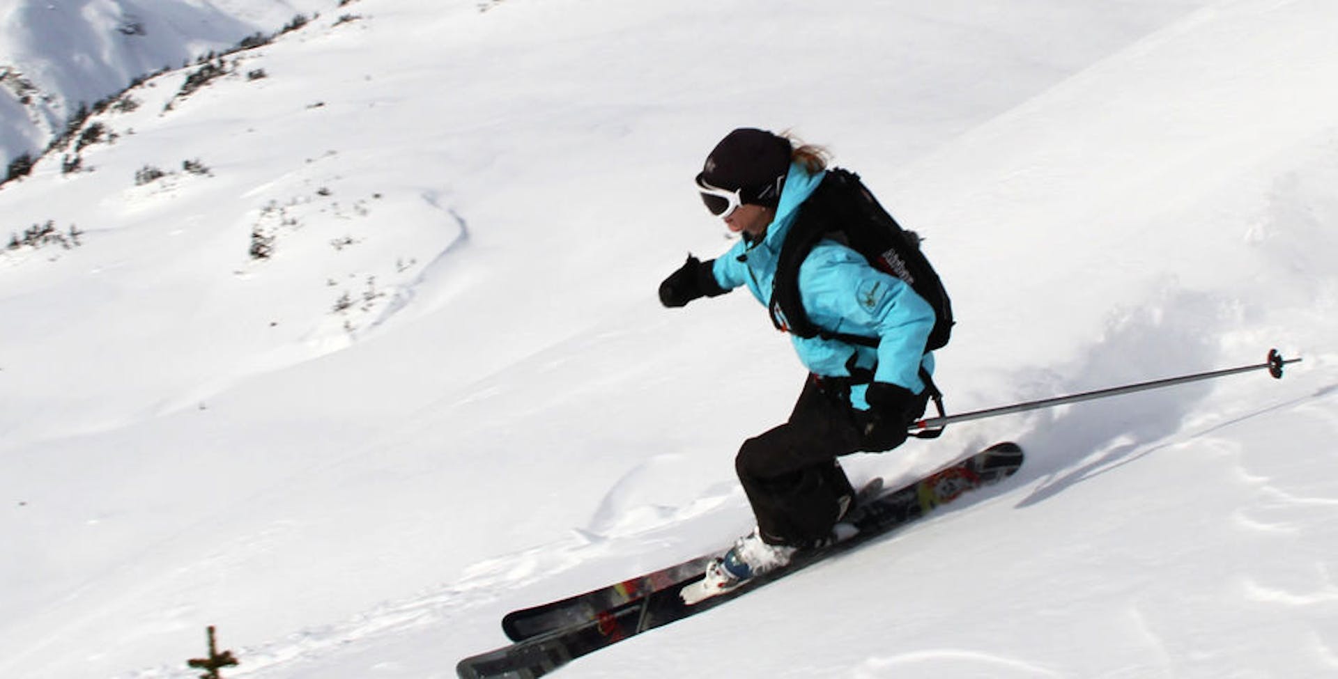 Skiing on the slope