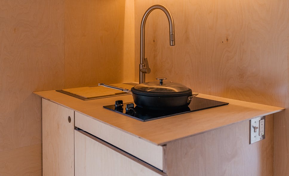 photo of a wooden kitchen area