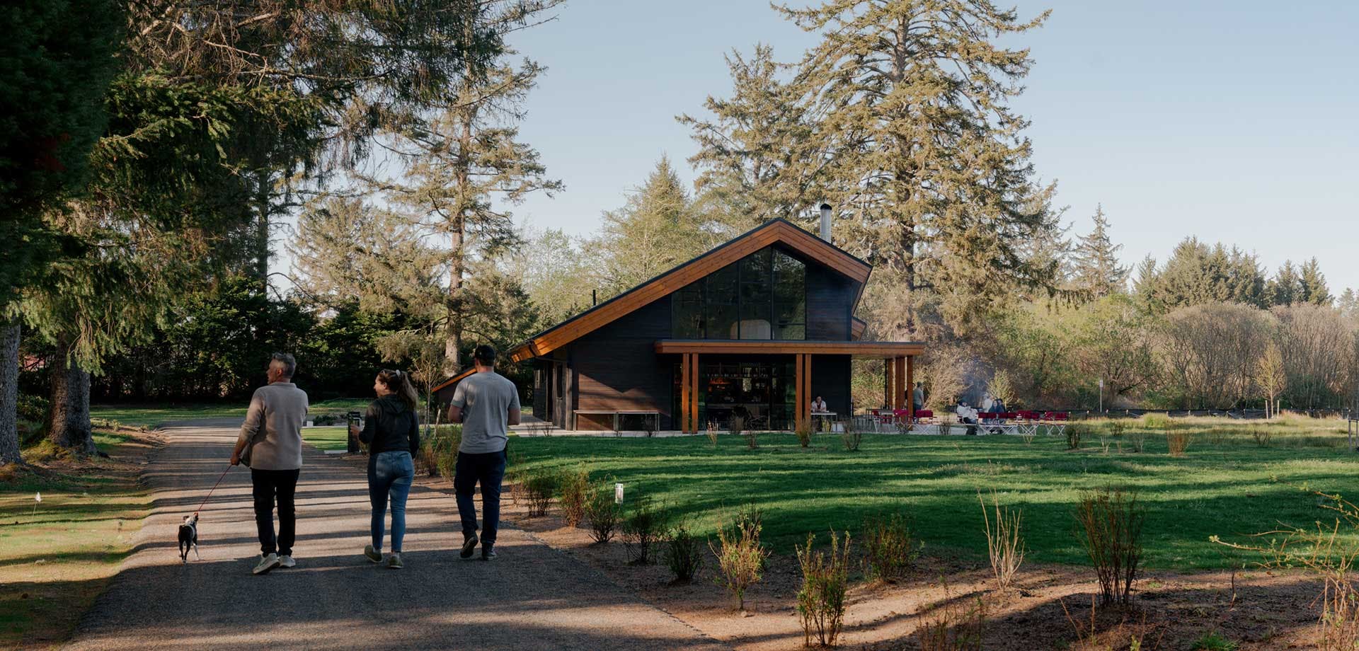 people walking in campground