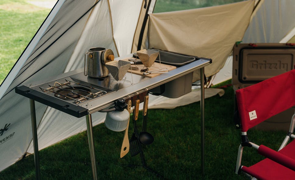 coffee station in tent