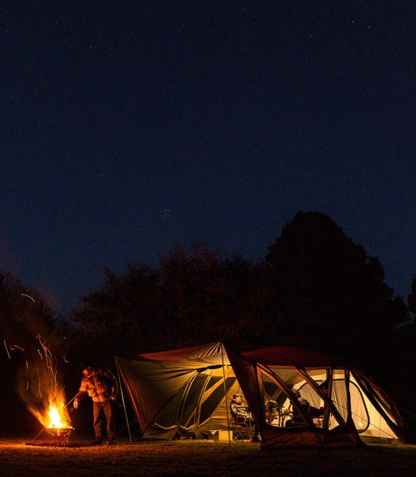 warm tent at night
