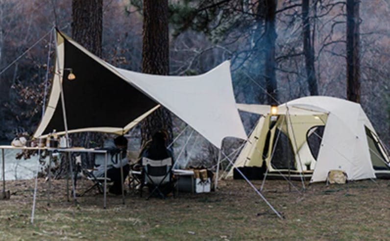 Alpha breeze and tarp snow peak set up