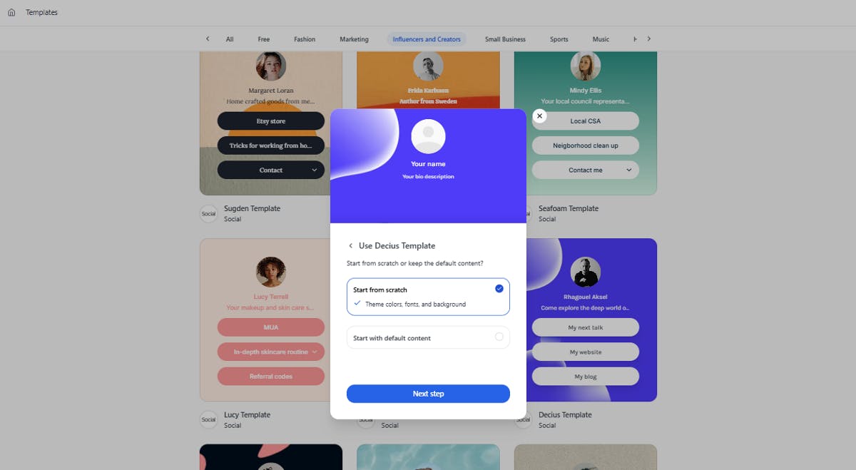 Social template wizard