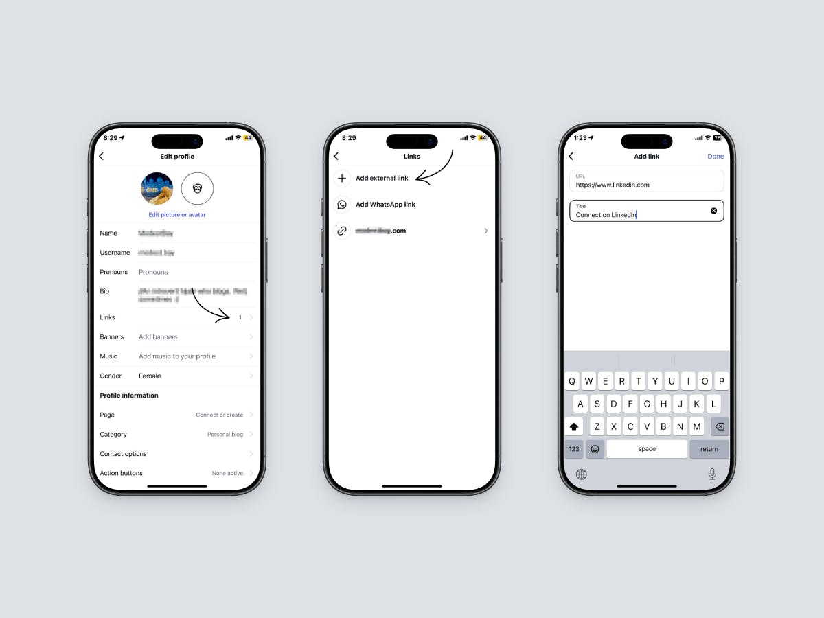 Add LinkedIn link to your Instagram bio using built in feature