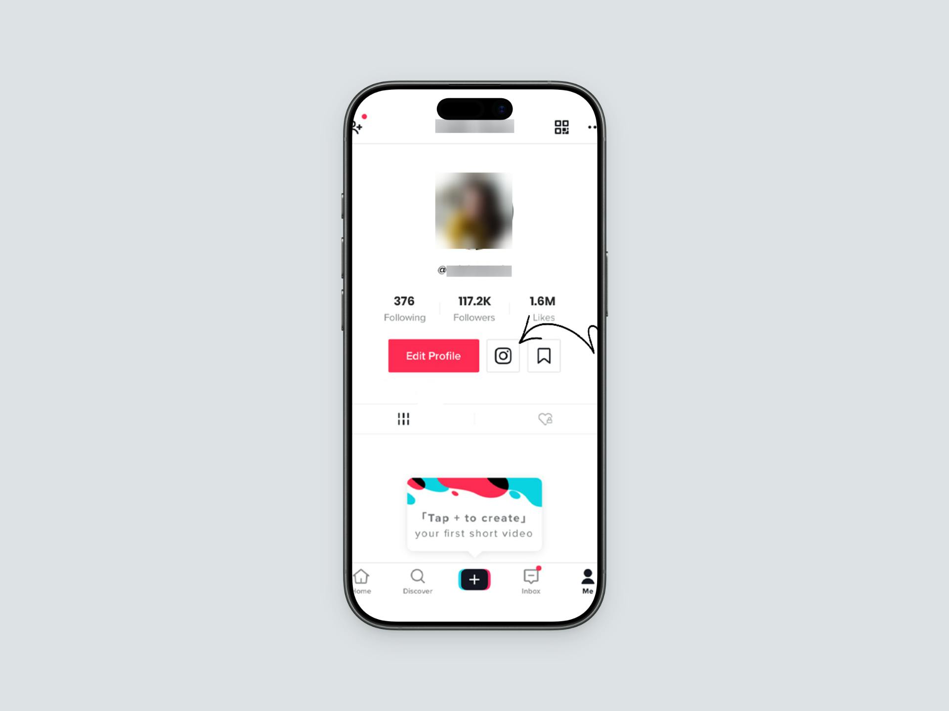 Instagram account icon on TikTok profile