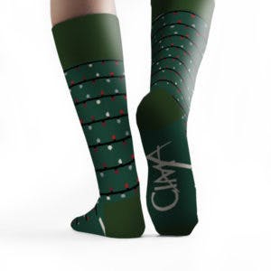 Custom socks for CIMA Solutions Group by Sock Club rear view 