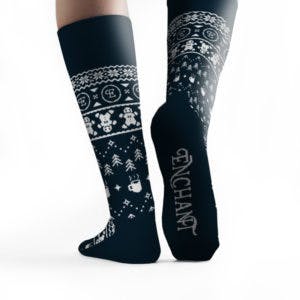 Custom socks for Enchant Christmas by Sock Club rear view 