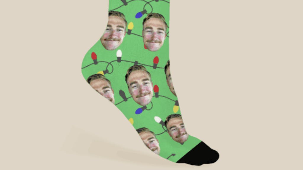 Green face socks for Christmas