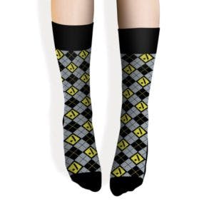 Custom socks for Kickbox by Sock Club front view