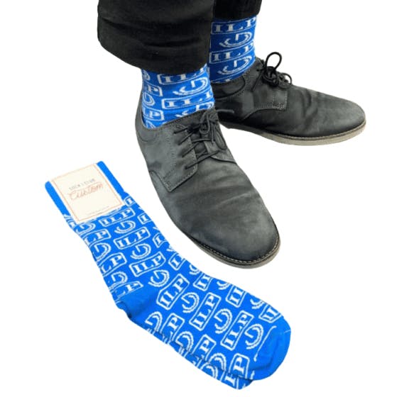 Custom Socks for Industrial Lighting Projects Trade Show Giveaways Branded Swag