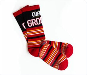 custom athletic socks made of nylon in red and black