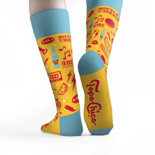Custom crazy socks for Topo Chico by Sock Club rear view 