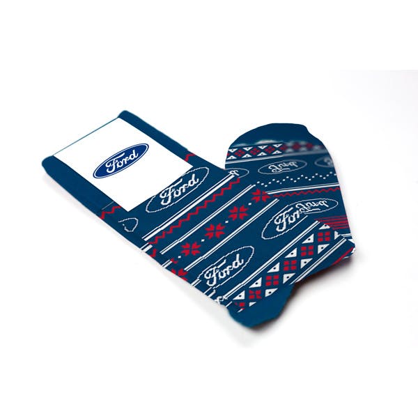 Custom socks for Ford by Sock Club with custom packaging 