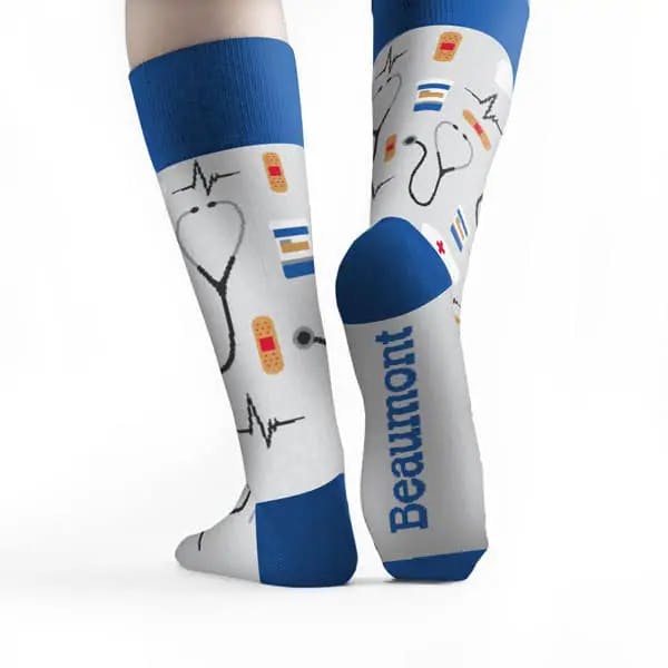 Beaumont Health Custom Sock gift for doctors, nurses, and all types of healthcare staff