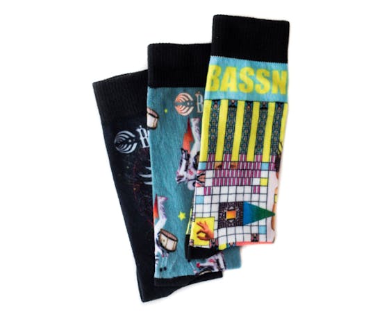 custom printed socks dark colors for bassnector